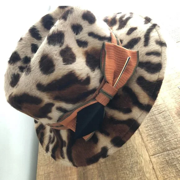 NWT Authentic Gena Conti Handcrafted Tiger Beaver Fur Felt Femme Fedora - Picture 3 of 5